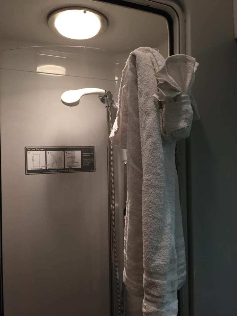 Amtrak sleeping car public shower room