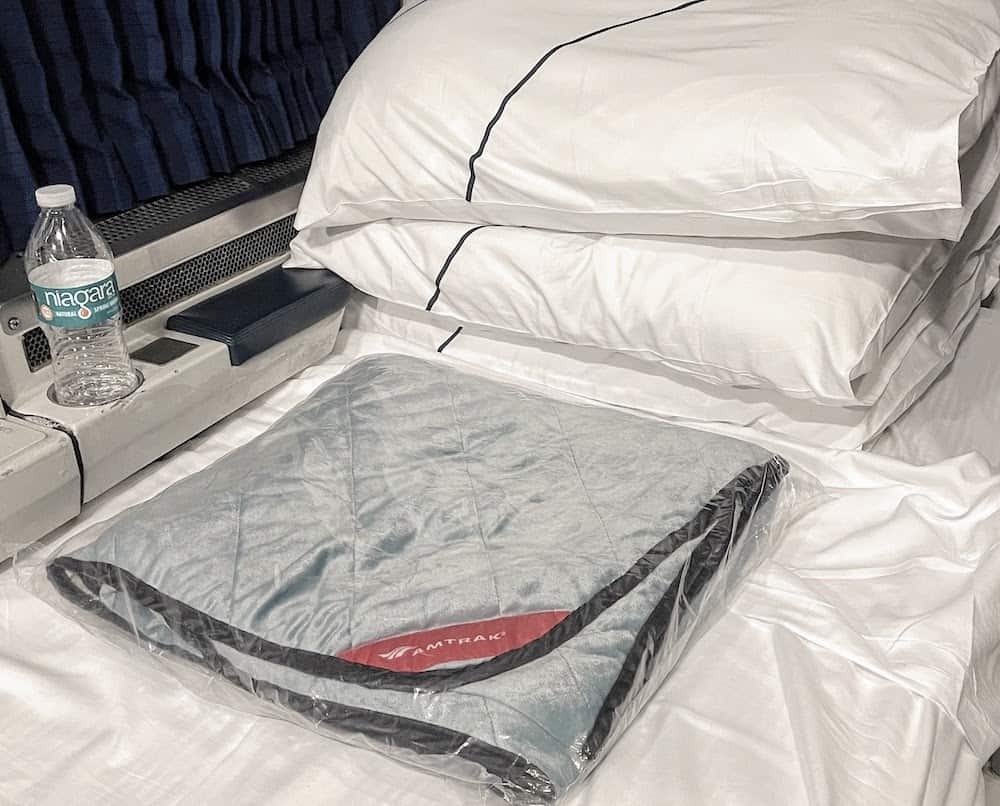 New bedding on Amtrak Silver Star from Florida to New York.