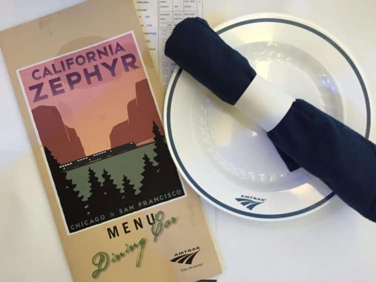 Amtrak Zephyr Dining Car Menu