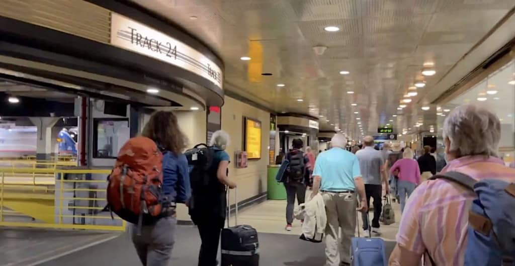 Maybe there's a first time Amtrak rider in the crowd of people boarding.
