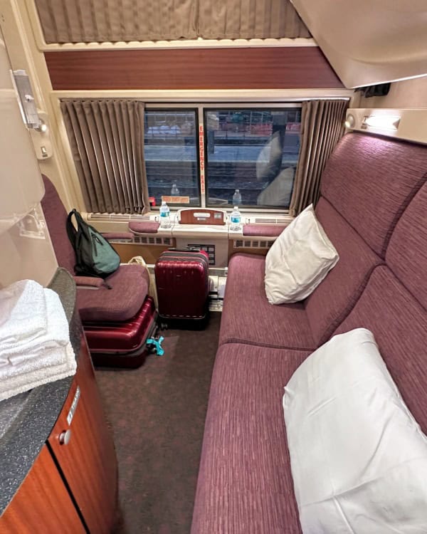 Amtrak Viewliner II Bedroom with sofa sleeper.