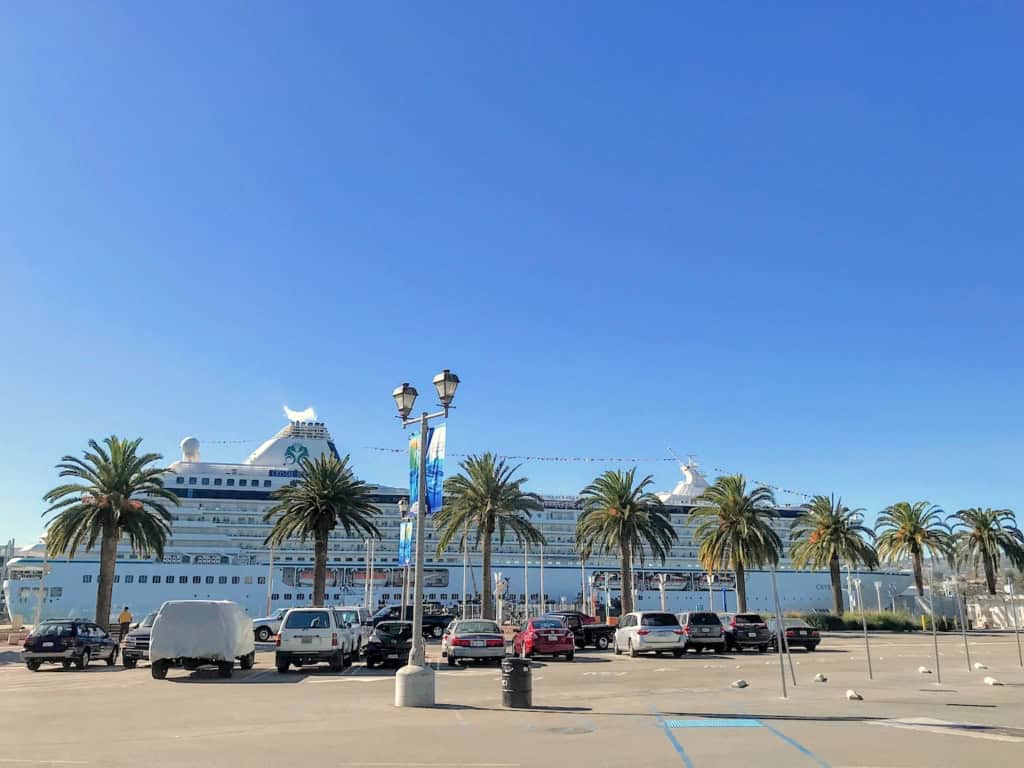 View of Crystal Cruise ship from the San Pedro cruise terminal.